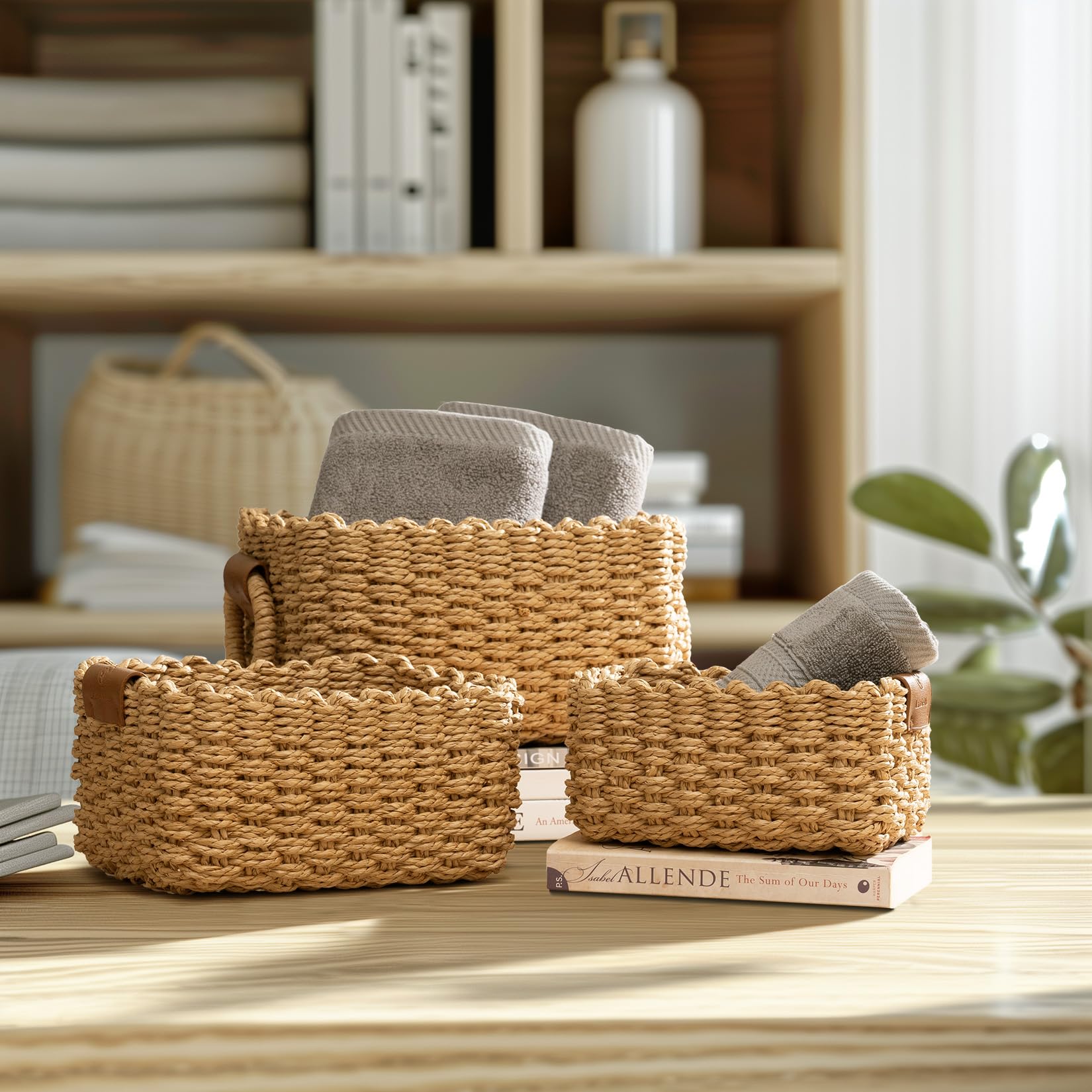 Amazon.com: La Jolie Maison Small Sand Wicker Baskets Set of 3